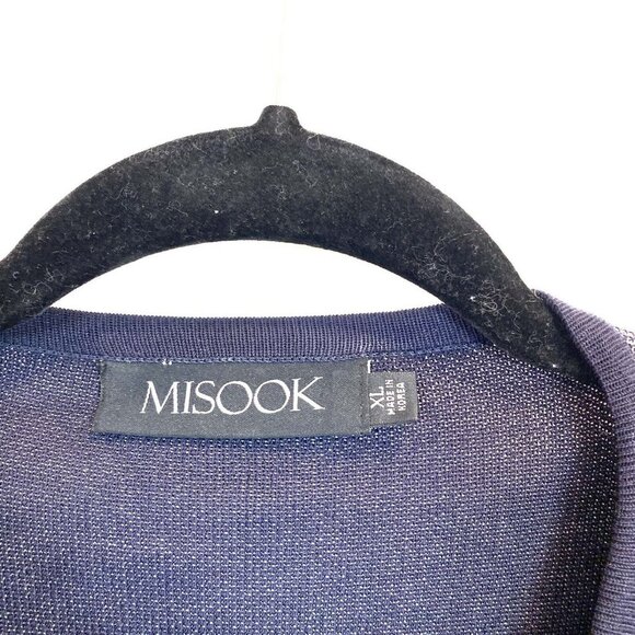 Womens MISOOK XL Navy Blue Structured Knit Cardigan Sweater Front Clasp Closure - Picture 4 of 9